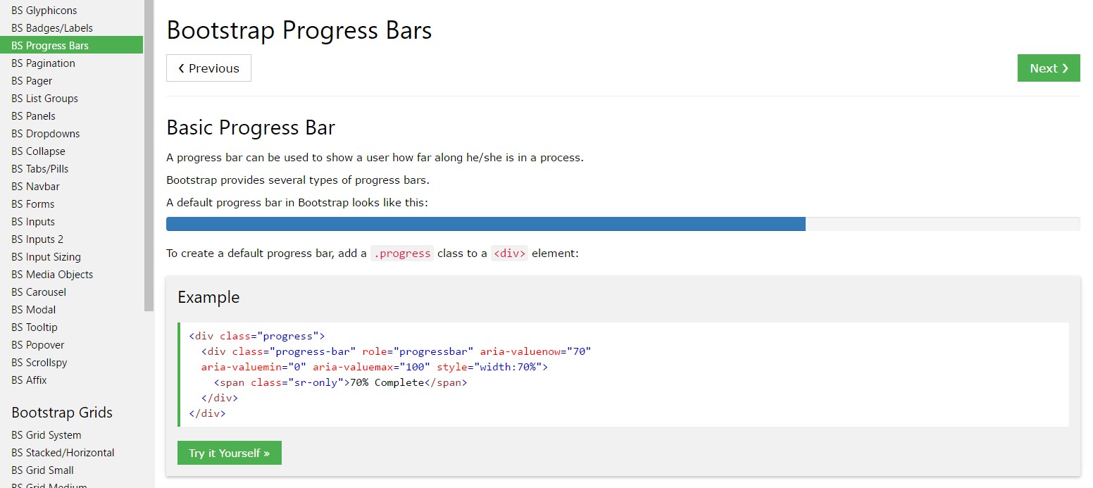 Bootstrap progress bar  short training