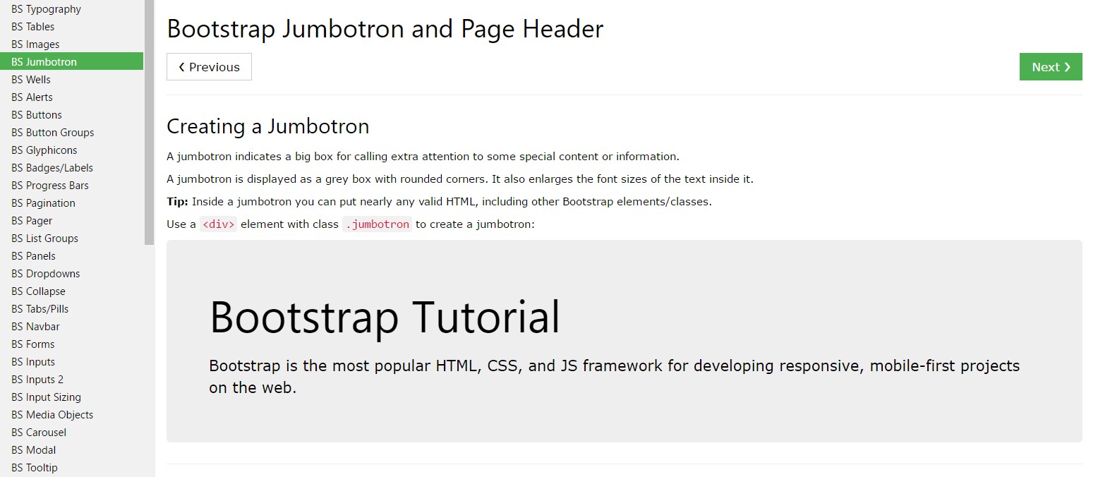 Bootstrap Jumbotron  training