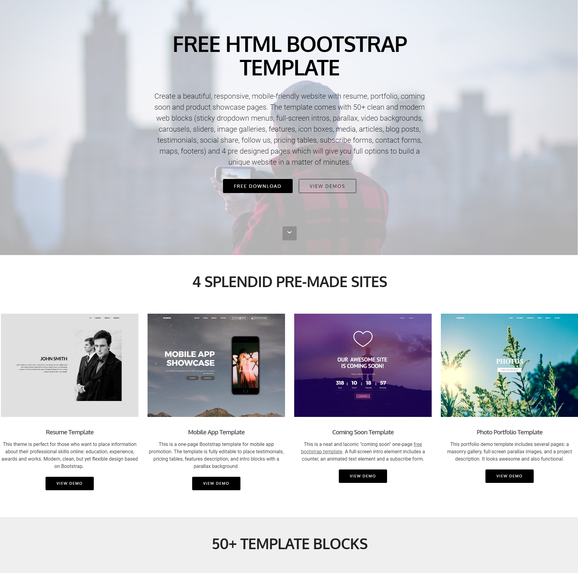 HTML Bootstrap 4 Blocks Templates