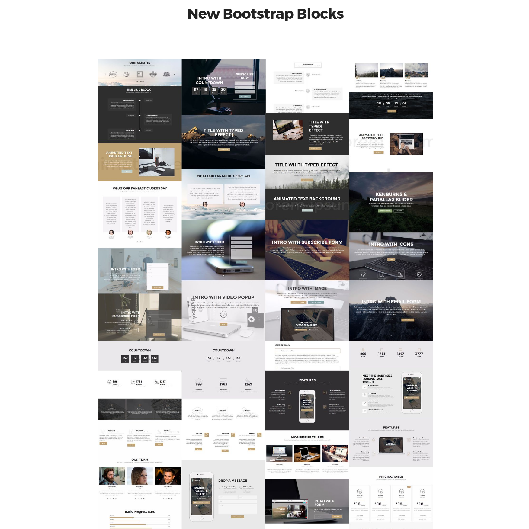 Responsive Bootstrap 4 mobile-friendly blocks Templates