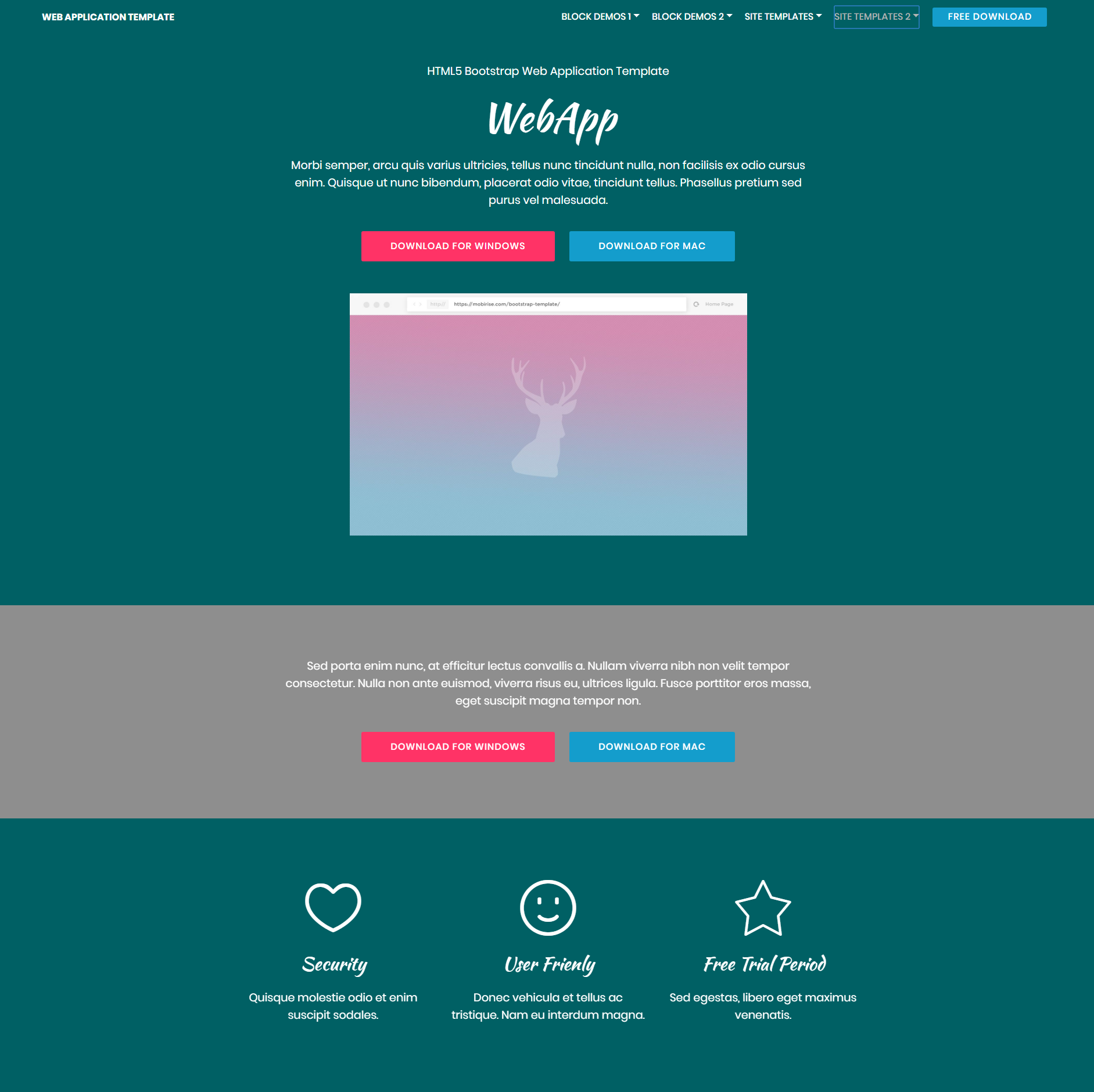 Free Bootstrap Web Application Templates