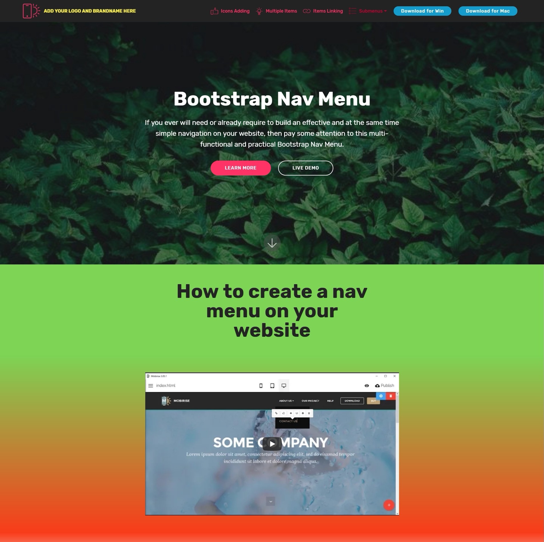 Bootstrap Nav Menu