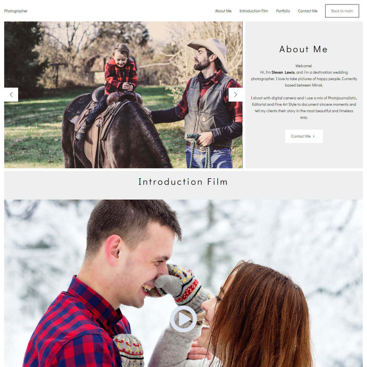 Photographer Portfolio Website Templates